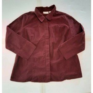 Croft & Barrow woman womens red long sleeve button front stretch shirt size 2X